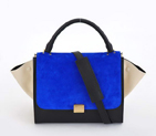 Celine Trapeze Bags Suede with Calfskin 88037 Blue Black