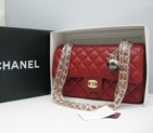 Chanel lambskin leather Red Flap bag with Gold chain A1122RG