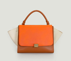 Celine Trapeze Bags Calfskin Orange&Brown&Offwhite