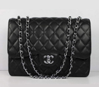 Chanel Caviar Leather Large Flap Bag A36070 Black Silver A36070