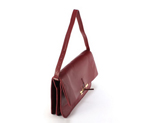Celine Clasp Shoulder Bag Calfskin Wine Red
