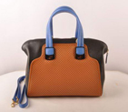 Fendi Chameleon Punch Saffiiano Leather Top Zip Tote Bag 2545 Tan-Black