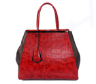 Fendi Fall Winter 2012 2Jours Red Original Croco Leather Tote Bag