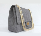 Chanel Flap Bag Quilted Ancient-Gray Leather with Gold Chain 48102