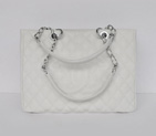 Chanel A50995 White Caviar Leather Shoulder Bag Silver A50995