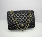 2013 Chanel Maxi Classic Flap handbags 58601 Gold chain Black A58601