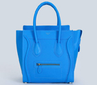Celine Luggage Mini Boston Bags Clemence Calskin Leather Blue