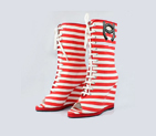 Chanel open toe stripe slipsole boots red CA011