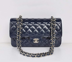 Chanel Royalblue Patent Leather Flap Bag Silver Hardware 1112