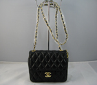Chanel Black lambskin leather Flap Bag with Gold chain A115BG