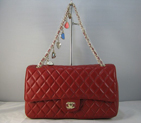 Chanel Red lambskin leather Flap Bag with Gold chain A116RG