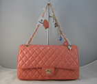 Chanel Pink lambskin leather Flap Bag with Gold chain A116PG