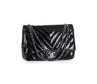 Chanel Patent Leather Chevron Maxi Bag C48048BK