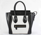 Celine Luggage Bags Medium in Lambskin Black White