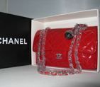 Chanel Patent leather Red Flap bag with Silver chain A1122RS