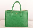 Prada Medium Ostrich Leather Tote Bag Green