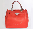 Hermes Mini so kelly bag in Flame with Silver hardware