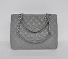 Chanel A50995 Grey Cannage Leather Shoulder Bag Silver A50995
