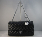 Chanel Black color Flap Bag with Silver chain and small ball A1112AB