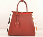 Fendi 2Jours Saffiiano Leather Horsehair Tote Bag F2552L Red&Black