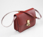 Celine Cow Leather Handbag 80077 Dark Red 80077