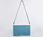 Hermes Liddy Bag clemence leather in Medium Blue with Gold hardware