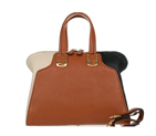Fendi Large Chameleon Calfskin Top Zip Tote Bag F8812 Tan&Black&White