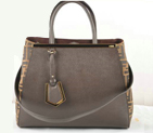 Fendi 2Jours Saffiiano Leather Fabric Tote Bag F2552M Brown