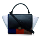 Celine Trapeze Bags Original Calf&Suede Leather Black&Multicolour&White