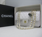 Chanel patent leather White Flap bag with Gold chain A1122WG