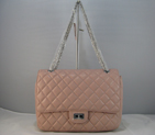 Chanel Pink lambskin leather Flap Bag with Silver chain A118PS
