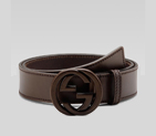belt with leather interlocking G buckle