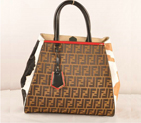 Fendi 2Jours Fabric&Horsehair Tote Bag F2552L Apricot