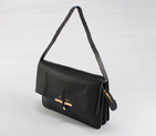 Celine Clasp Shoulder Bag Calfskin Black