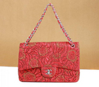 Chanel Rose Flap Bag 3706 Red Silver 3706
