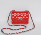 Chanel Classic Micro Flap Bag 1118 Red Patent leather Silver Hardware 1118