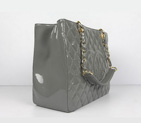 Chanel Gray Patent Leather Handbags 50995 Gold Hardware A50995