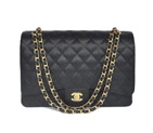 2013 Chanel Caviar leather Flap handbags 58601 Gold chain Black A58601