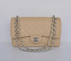 Chanel Jumbo Quilted Classic Cannage Patterns Flap Bag A58600 Apricot Silver A58600