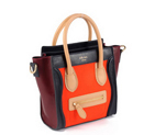 Celine Luggage small Fashion Bag Orange Black Maroon