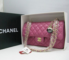 Chanel lambskin leather Plum Flap bag with Gold chain A1122PG