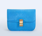 Top Quality Celine Classic Box Small Flap Bag Snake Leather Blue