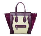 Celine Luggage Mini Boston Bags Original Leather&Suede Purple