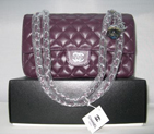 Chanel Caviar leather Purple Flap bag with Silver chain A1122PG