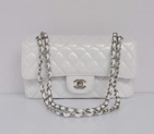 Chanel White Patent Leather Flap Bag Silver Hardware 1112