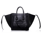 Celine Luggage Phantom Croco Original Leather Bags Black