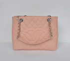 Chanel A50995 Pink Cannage Leather Shoulder Bag Silver A50995