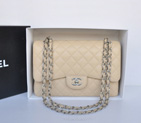 Top Quality Chanel Jumbo Double Flaps Bag Apricot Original Caviar Leather A36097 Silver A36097