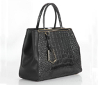 Fendi Fall Winter 2012 2Jours Original Croco Leather Tote Bag F001 Black