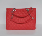 Chanel A50995 Red Caviar Leather Shoulder Bag Silver A50995